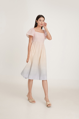 Paradise Flutter Sleeve Midi Dress