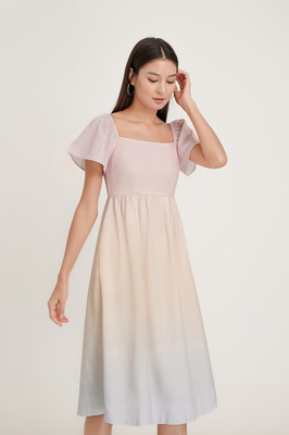 Paradise Flutter Sleeve Midi Dress