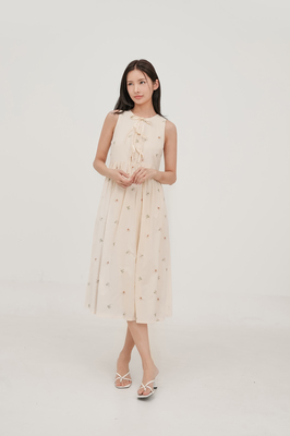 Solstice Embroidered Ribbon Midi Dress