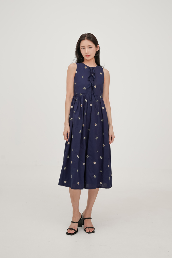 Solstice Embroidered Ribbon Midi Dress