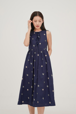 Solstice Embroidered Ribbon Midi Dress