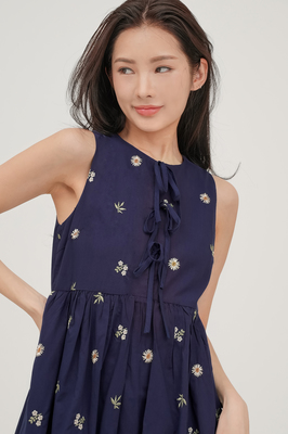 Solstice Embroidered Ribbon Midi Dress