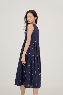 Solstice Embroidered Ribbon Midi Dress