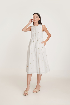 Solstice Embroidered Ribbon Midi Dress