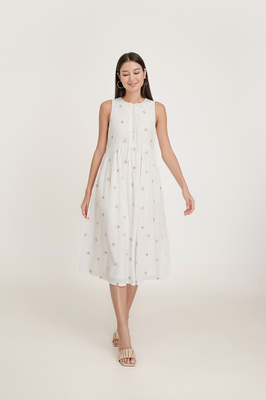 Solstice Embroidered Ribbon Midi Dress