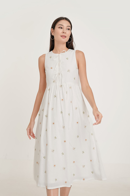 Solstice Embroidered Ribbon Midi Dress