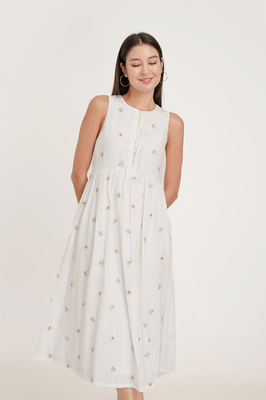 Solstice Embroidered Ribbon Midi Dress