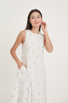 Solstice Embroidered Ribbon Midi Dress