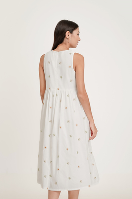 Solstice Embroidered Ribbon Midi Dress