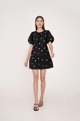 Solstice Embroidered Ribbon Sleeve Dress