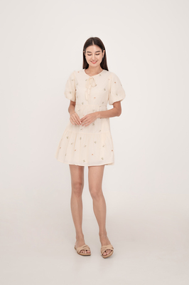 Solstice Embroidered Ribbon Sleeve Dress