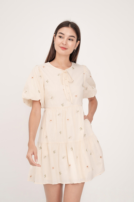 Solstice Embroidered Ribbon Sleeve Dress