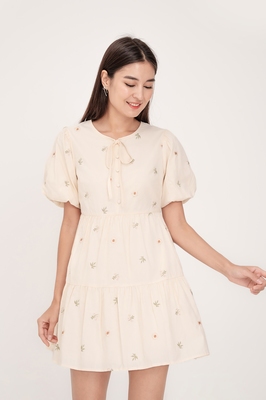 Solstice Embroidered Ribbon Sleeve Dress