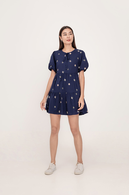 Solstice Embroidered Ribbon Sleeve Dress