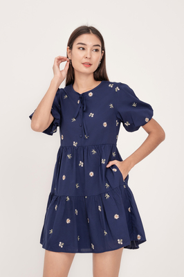 Solstice Embroidered Ribbon Sleeve Dress