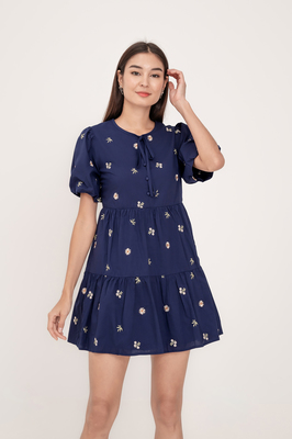 Solstice Embroidered Ribbon Sleeve Dress