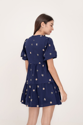 Solstice Embroidered Ribbon Sleeve Dress