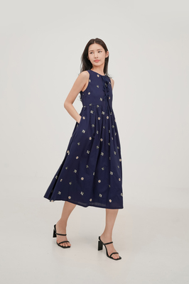 Solstice Embroidered Ribbon Midi Dress