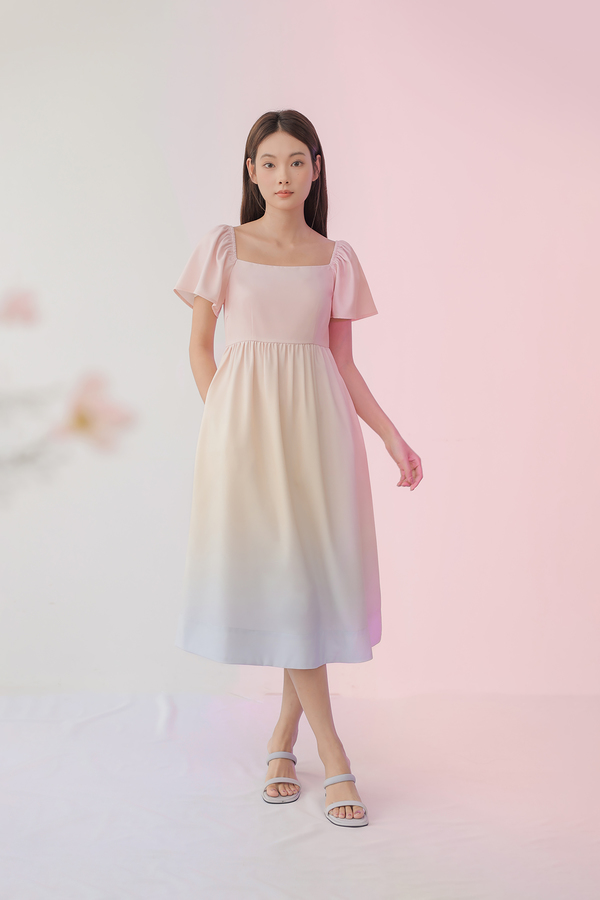 Paradise Flutter Sleeve Midi Dress