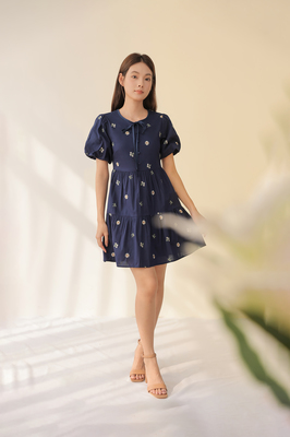 Solstice Embroidered Ribbon Sleeve Dress