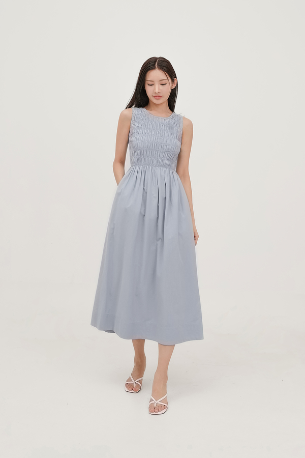 Lucie Shirred Midi Dress