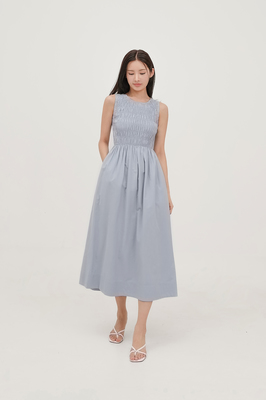 Lucie Shirred Midi Dress