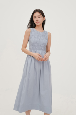 Lucie Shirred Midi Dress