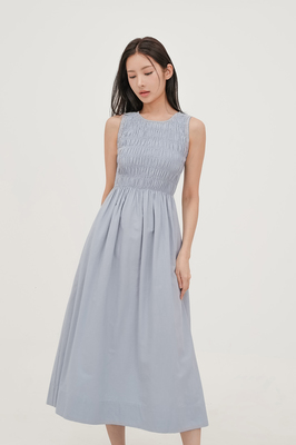 Lucie Shirred Midi Dress