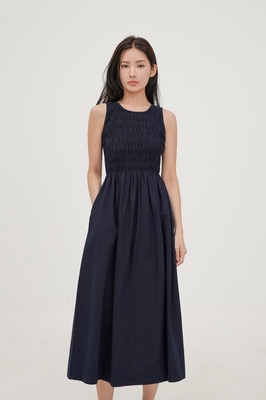 Lucie Shirred Midi Dress