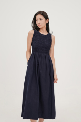 Lucie Shirred Midi Dress