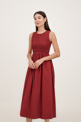 Lucie Shirred Midi Dress