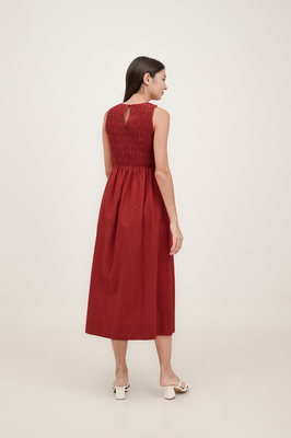 Lucie Shirred Midi Dress