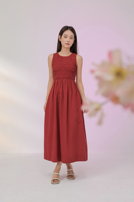 Lucie Shirred Midi Dress