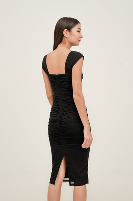 Georgette Mesh Midi Dress