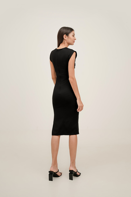 Jayde Padded Ruched Slit Midi Dress