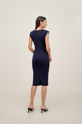 Jayde Padded Ruched Slit Midi Dress