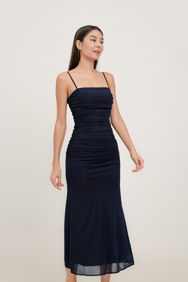 Jodette Mesh Ruched Maxi Dress