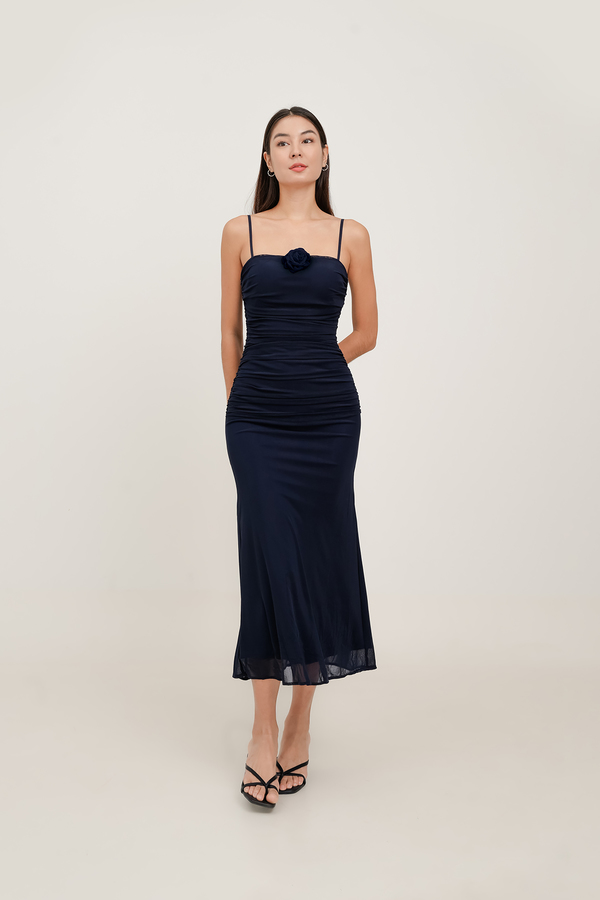 Jodette Mesh Ruched Maxi Dress