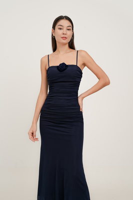 Jodette Mesh Ruched Maxi Dress