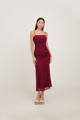 Jodette Mesh Ruched Maxi Dress