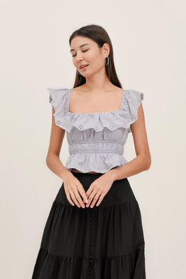 Bianca Broderie Ruffle Top