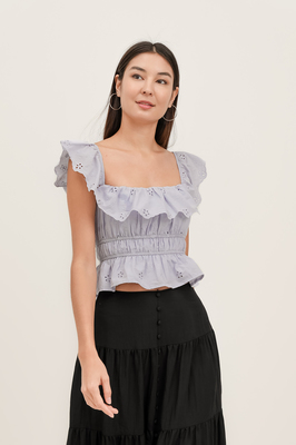 Bianca Broderie Ruffle Top