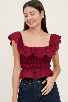 Bianca Broderie Ruffle Top