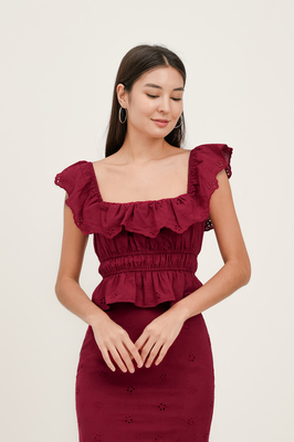 Bianca Broderie Ruffle Top