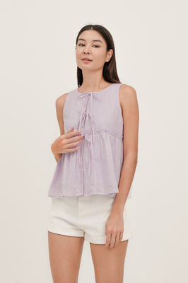 Airine Broderie Babydoll Tie Top