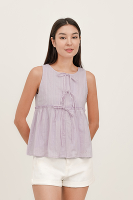 Airine Broderie Babydoll Tie Top