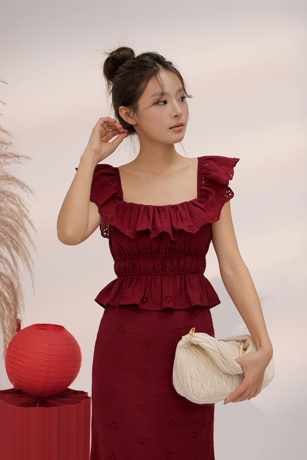 Bianca Broderie Ruffle Top