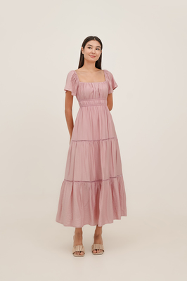 Avalynn Shirred Tiered Maxi Dress