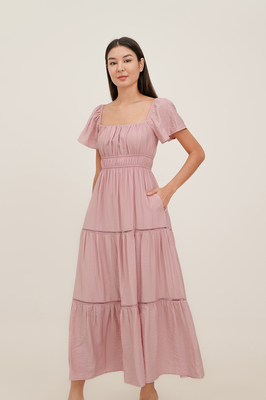 Avalynn Shirred Tiered Maxi Dress