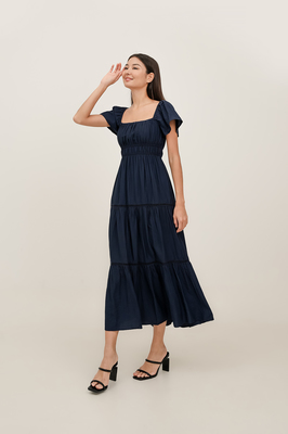 Avalynn Shirred Tiered Maxi Dress